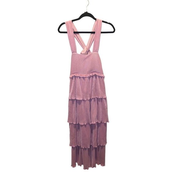Saylor - Esperanza Pink Pleat Midi Dress - Picture 1 of 11